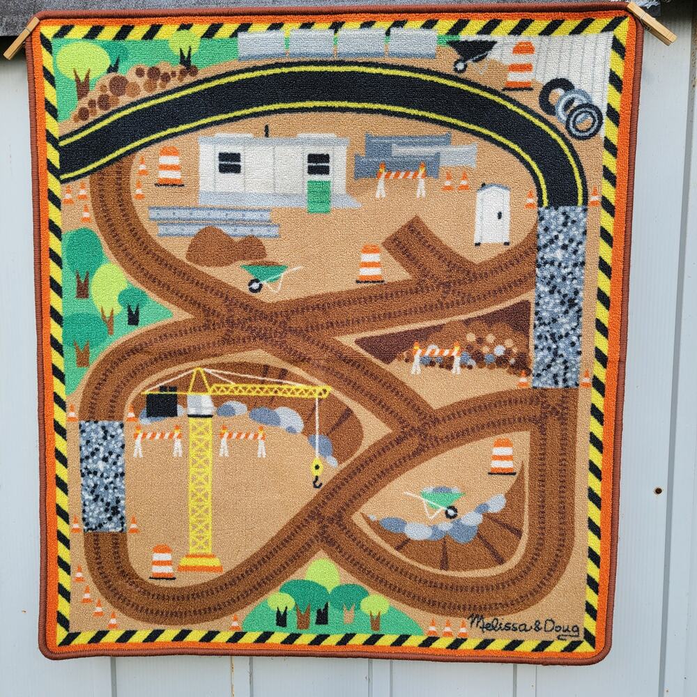 Melissa & Doug Round the Construction Zone Work Site Rug 36" x 39"